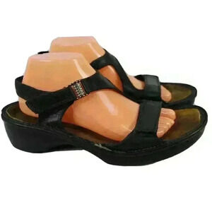 NAOT Women's Black Leather Ankle Strap Sandals